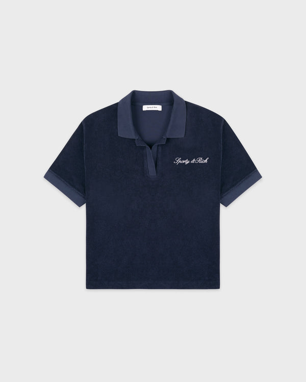 Signature Logo Terry Polo - Light Navy/White