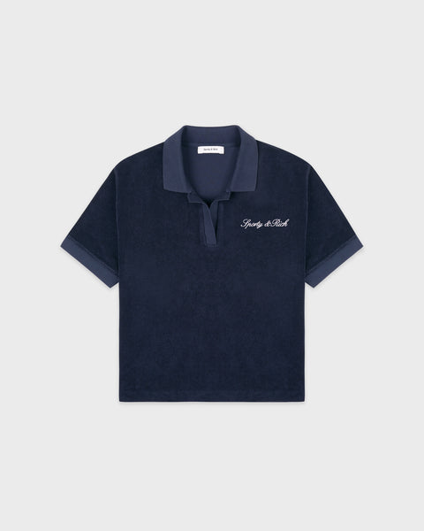 Signature Logo Terry Polo - Light Navy/White