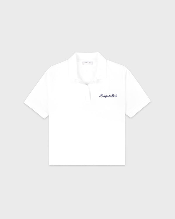 Signature Logo Terry Polo - White/Light Navy