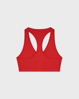 Signature Logo V-Neck Sports Bra - Red/White