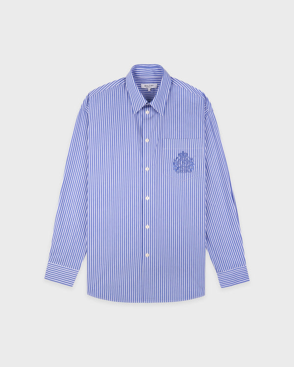 NY Crest Oversized Shirt - Blue Striped