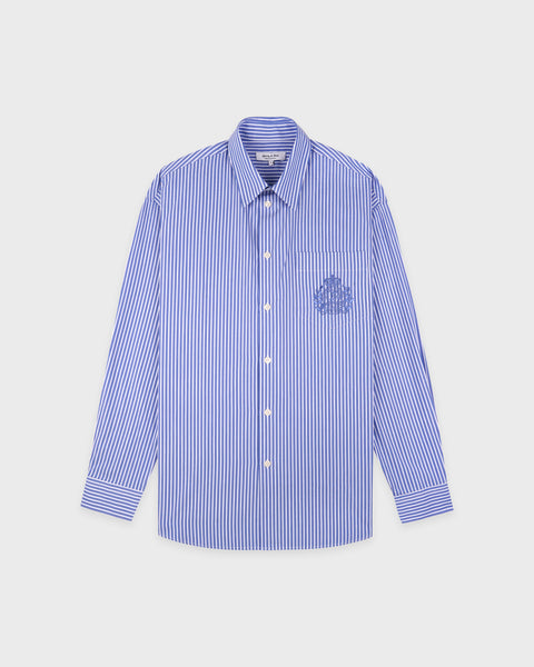 NY Crest Oversized Shirt - Blue Striped
