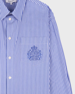 NY Crest Oversized Shirt - Blue Striped