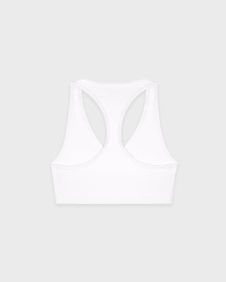 Signature Logo V-Neck Sports Bra - White/Black