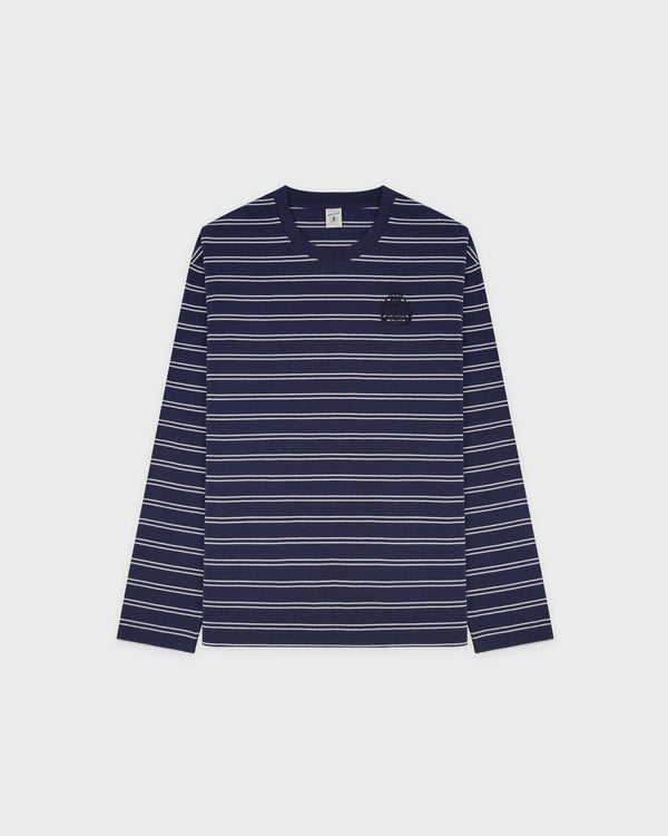 NY Crest Easy Longsleeve - Light Navy Striped/Light Navy