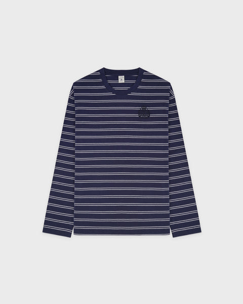 NY Crest Easy Longsleeve - Light Navy Striped/Light Navy