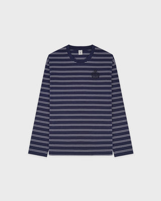 NY Crest Easy Longsleeve - Light Navy Striped/Light Navy