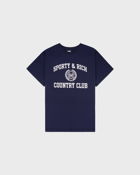 Varsity Crest Essential Tee - Navy/White