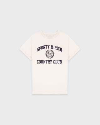 Varsity Crest Essential Tee - Ecru/Navy
