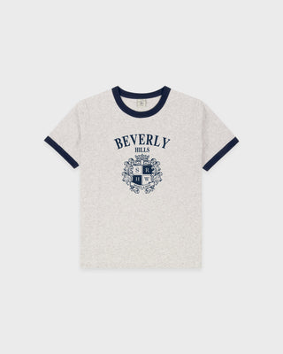 BH Crest Soft Ringer Tee - Heather Gray/Navy