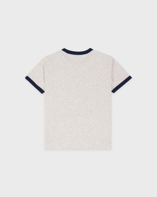BH Crest Soft Ringer Tee - Heather Gray/Navy
