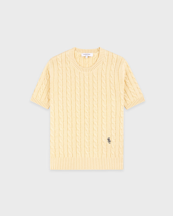 SRC Cotton Cableknit Sweater - Almond/Navy