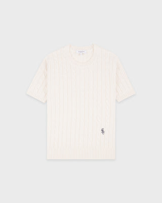 SRC Cotton Cableknit Sweater - Ecru/Navy