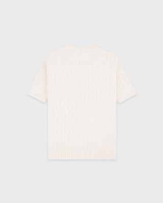 SRC Cotton Cableknit Sweater - Ecru/Navy