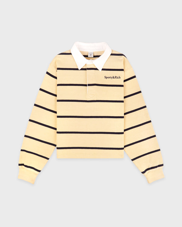 Serif Logo Rugby Polo - Almond/Navy