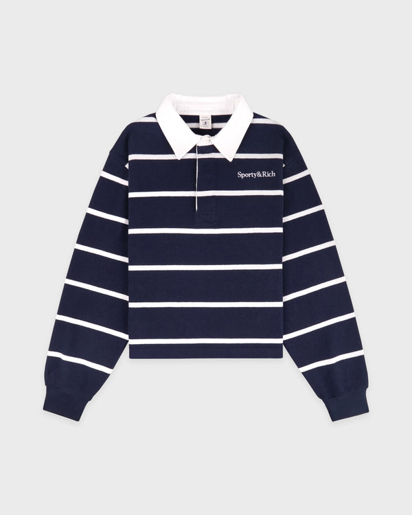 Serif Logo Rugby Polo - Navy/White