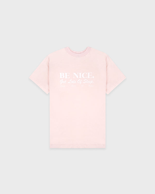 Be Nice Essential Tee - Clear Pink/White
