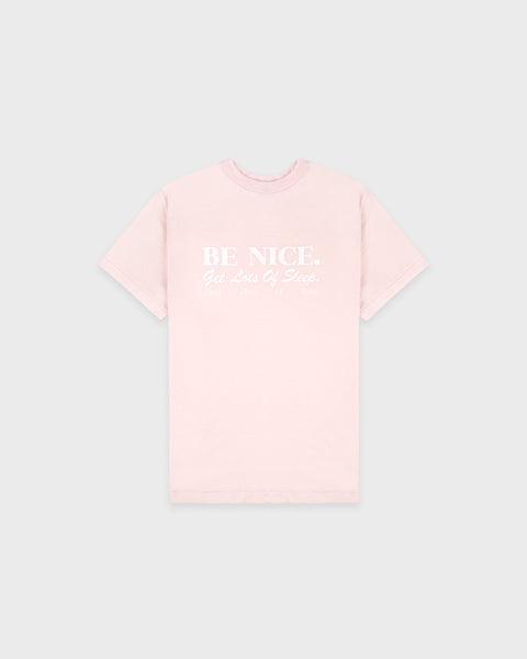 Be Nice Essential Tee - Clear Pink/White