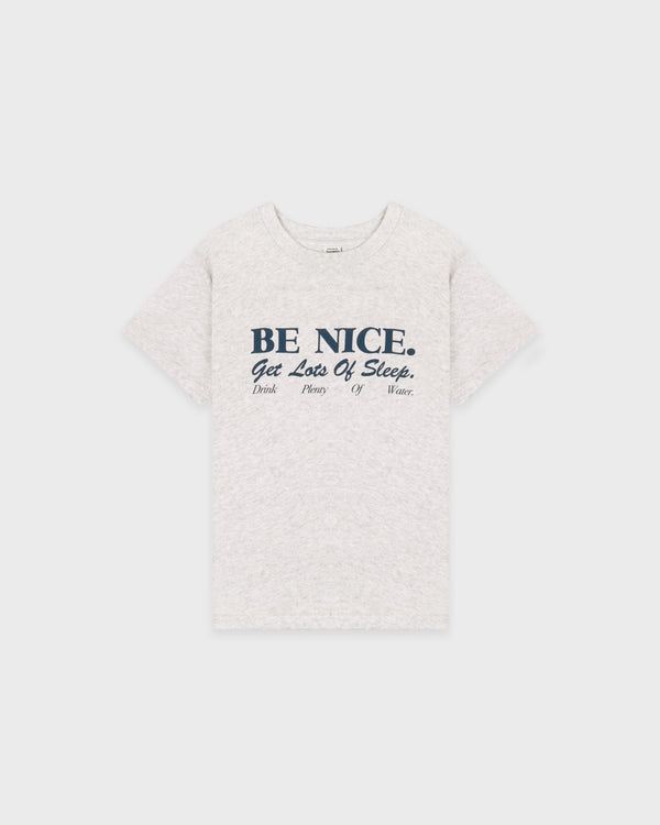 Be Nice Essential Tee - Heather Gray/Light Navy