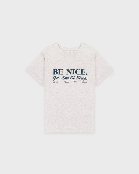 Be Nice Essential Tee - Heather Gray/Light Navy