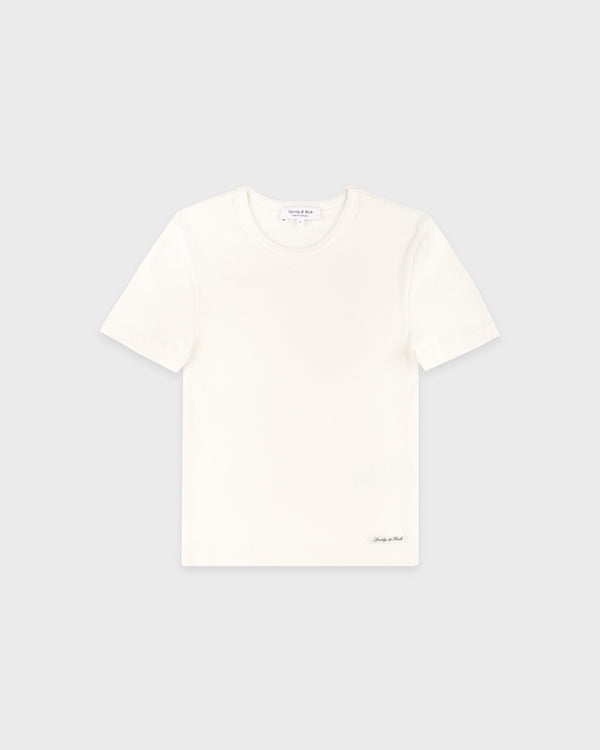 Signature Logo Ribbed Baby Tee - Ecru/Black