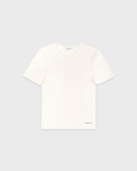 Signature Logo Ribbed Baby Tee - Ecru/Black