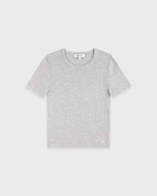 Signature Logo Ribbed Baby Tee - Heather Gray/Black