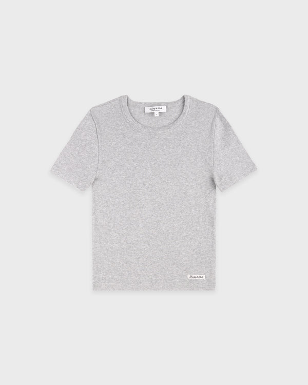 Signature Logo Ribbed Baby Tee - Heather Gray/Black