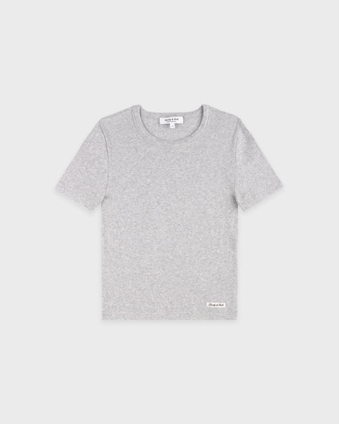 Signature Logo Ribbed Baby Tee - Heather Gray/Black – Sporty & Rich