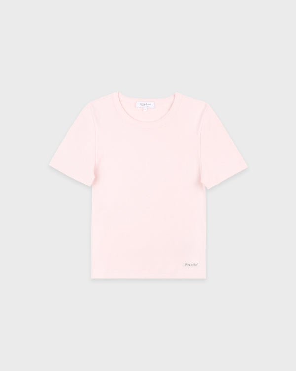 Signature Logo Ribbed Baby Tee - Clear Pink/Black