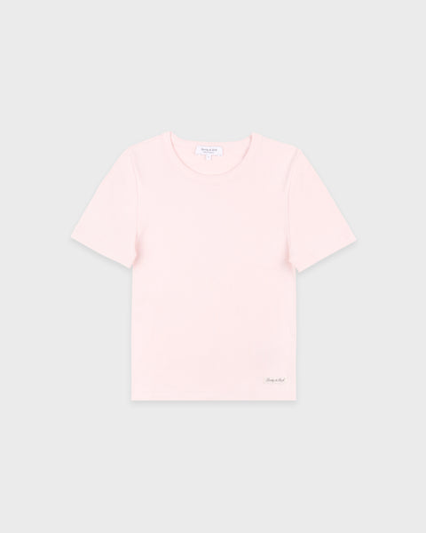 Signature Logo Ribbed Baby Tee - Clear Pink/Black