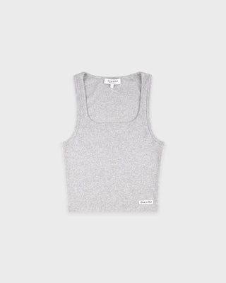 Signature Logo Ribbed Baby Tank - Heather Gray/Black