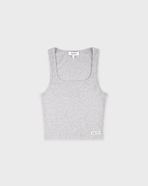 Signature Logo Ribbed Baby Tank - Heather Gray/Black