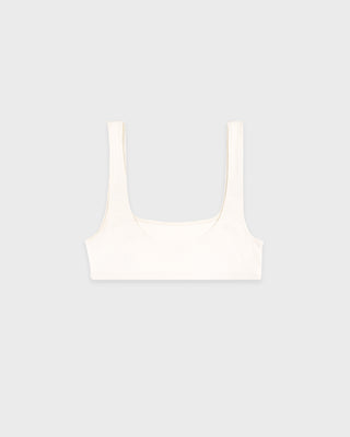 Signature Logo Ribbed Bralette - Ecru/Black