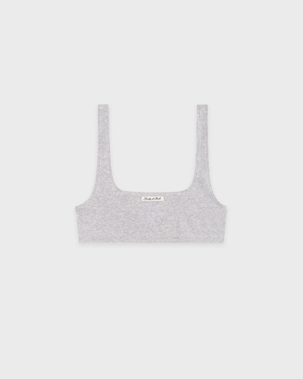 Signature Logo Ribbed Bralette - Heather Gray/Black