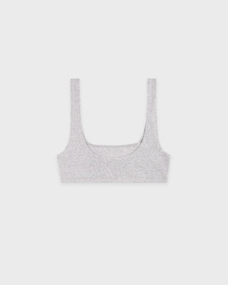 Signature Logo Ribbed Bralette - Heather Gray/Black