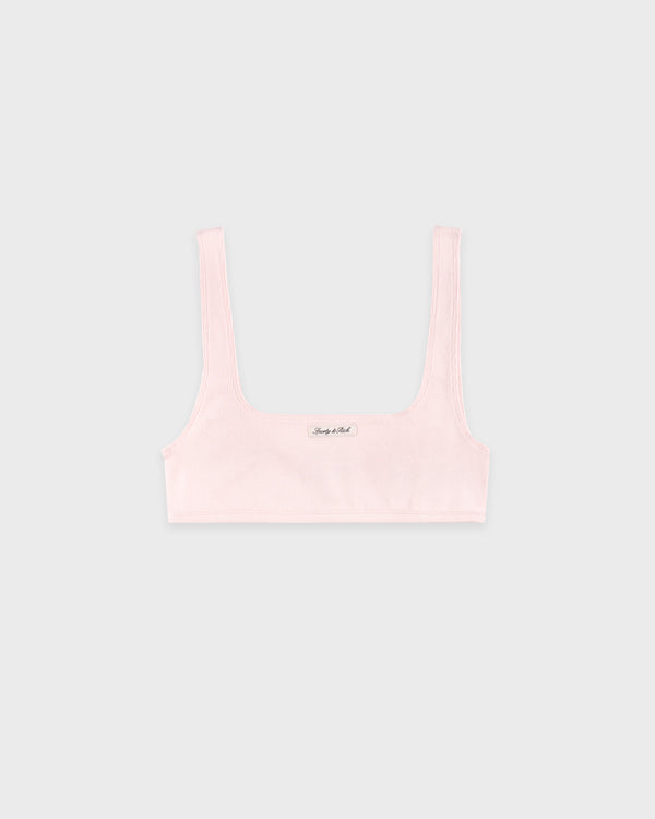 Signature Logo Ribbed Bralette - Clear Pink/Black