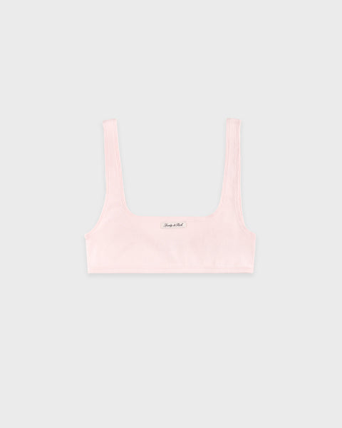 Signature Logo Ribbed Bralette - Clear Pink/Black