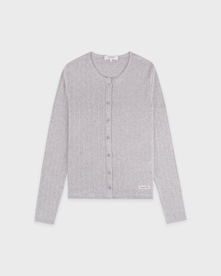 Signature Logo Pointelle Cardigan - Heather Gray