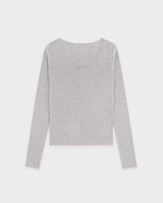 Signature Logo Pointelle Cardigan - Heather Gray