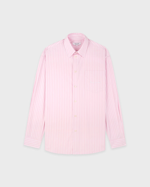 Signature Logo Oversized Shirt - Clear Pink Striped/White