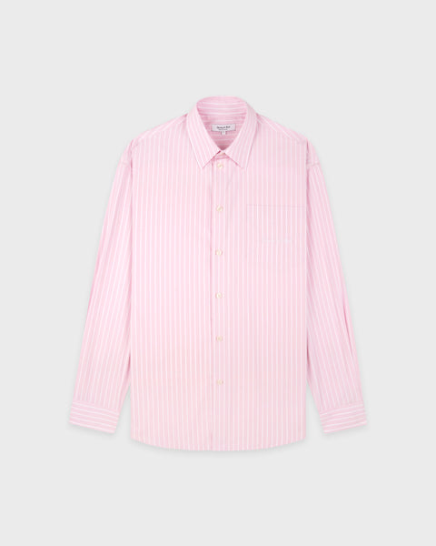 Signature Logo Oversized Shirt - Clear Pink Striped/White