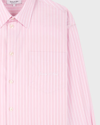 Signature Logo Oversized Shirt - Clear Pink Striped/White