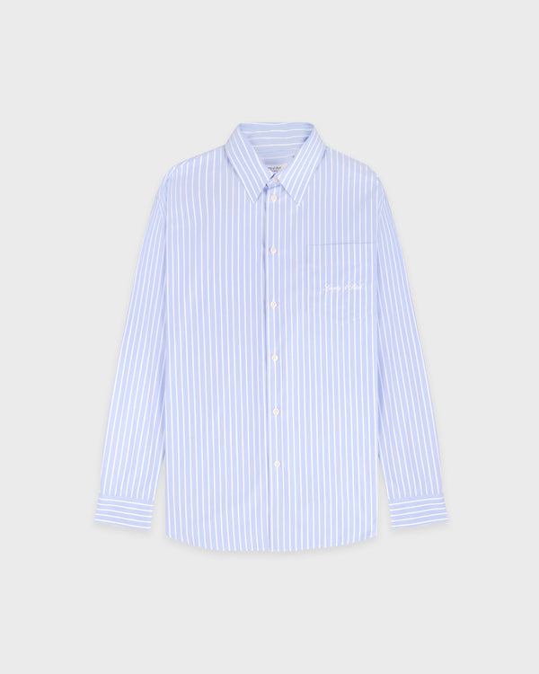 Signature Logo Oversized Shirt - Mist Striped/White