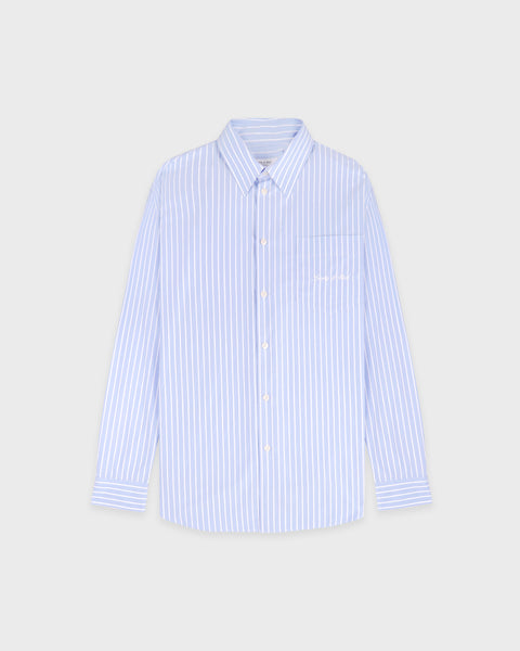 Signature Logo Oversized Shirt - Mist Striped/White