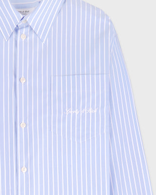 Signature Logo Oversized Shirt - Mist Striped/White