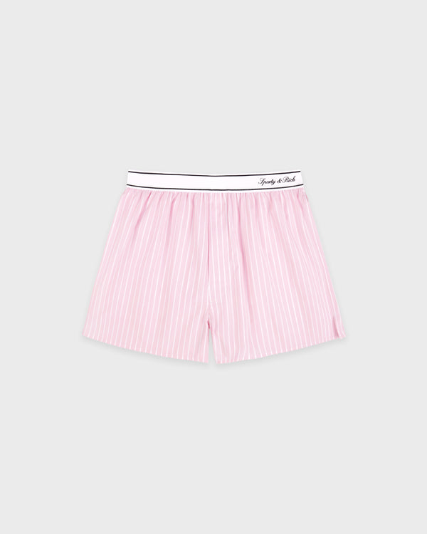 Signature Logo Boxer - Clear Pink Striped/Black