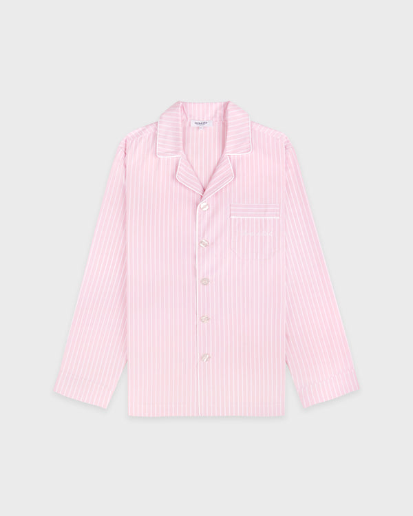 Signature Logo Pyjama Shirt - Clear Pink Striped/White