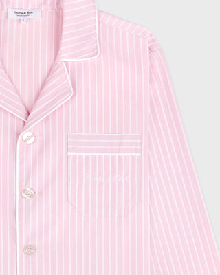 Signature Logo Pyjama Shirt - Clear Pink Striped/White