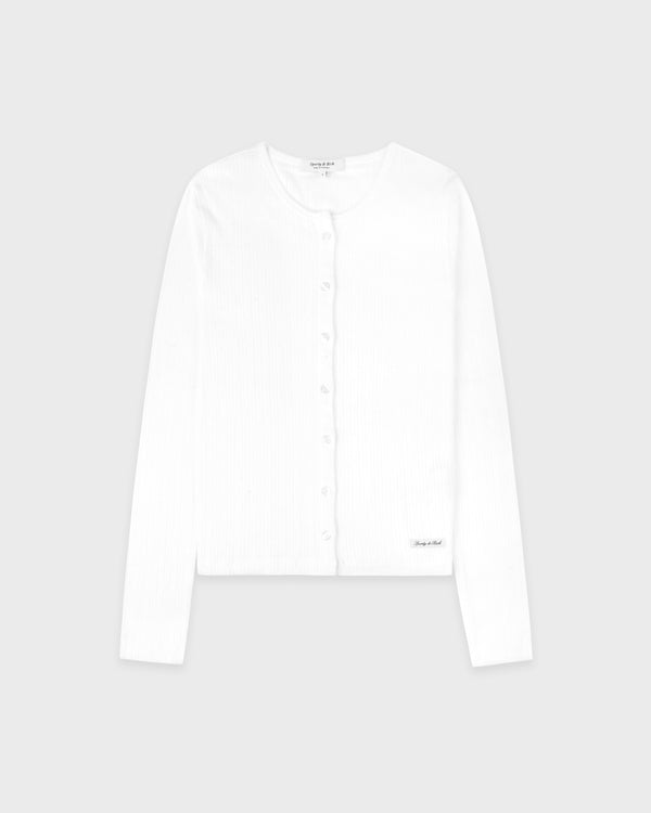 Signature Logo Pointelle Cardigan - White
